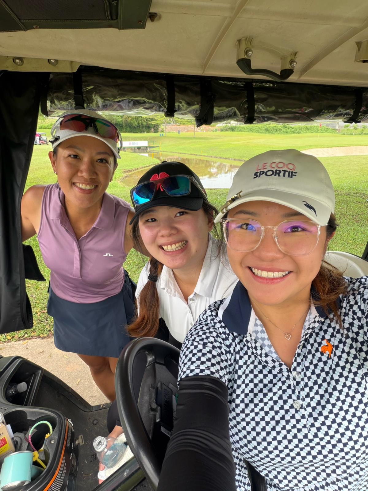 Ladies' flight sharing a buggy
