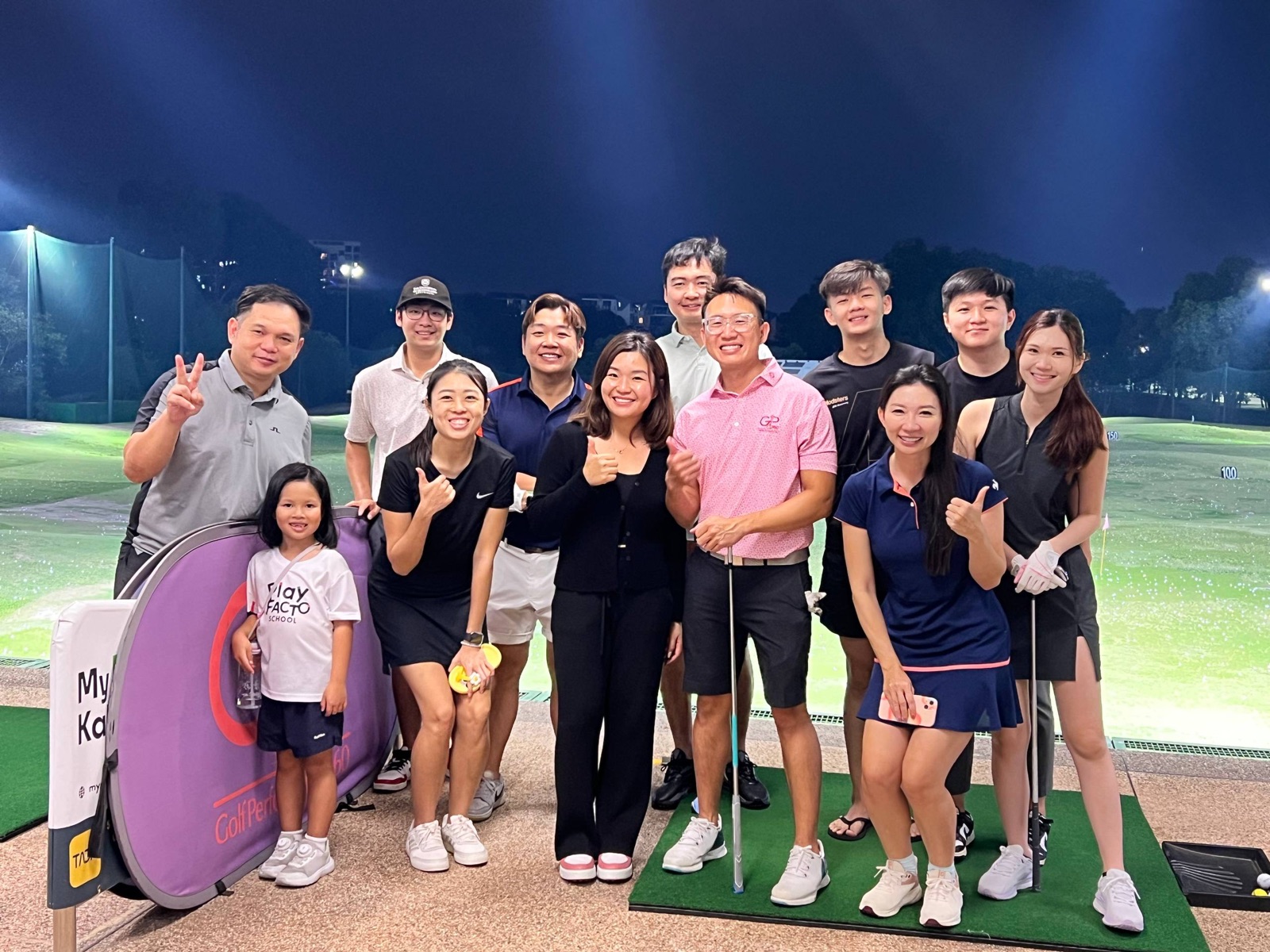 Evening session under the lights at the driving range